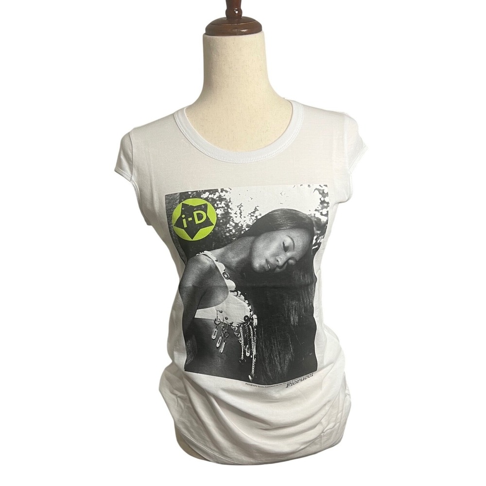 NWT Fiorucci X Naomi Campbell Collab White Cap Sleeve Tee Short Sleeve T-Shirt‎